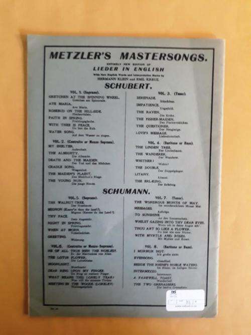Lieder in English, Vol. 1, Six Songs for Soprano, F.P. Schubert