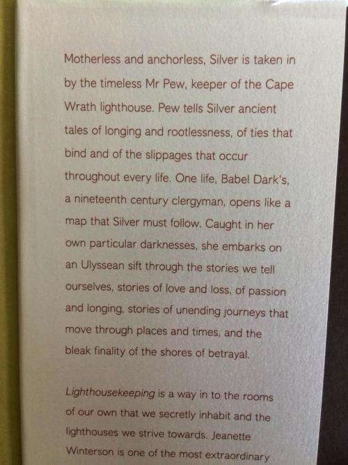 Lighthousekeeping, Jeanette Winterson