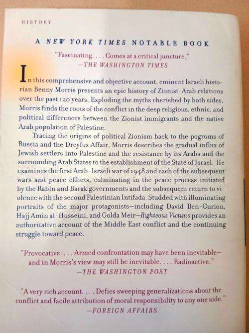 Righteous Victims, A History of the Zionist-Arab Conflict, Benny Morris