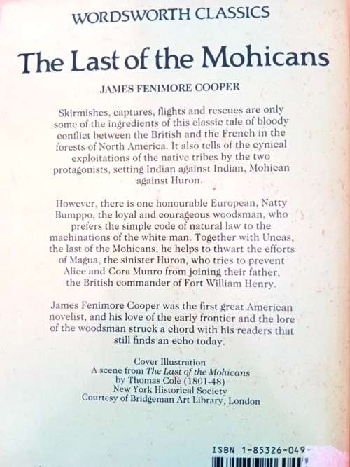 The Last of the Mohicans, James Fenimore Cooper