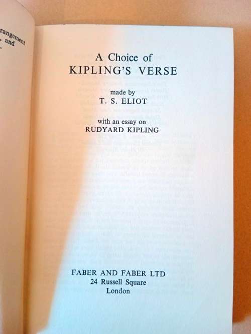 A Choice of Kipling`s Verse, made by T.S. Eliot