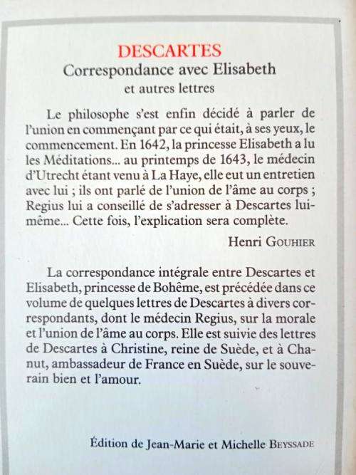 Correspondance avec Élisabeth at autres lettres, René Descartes