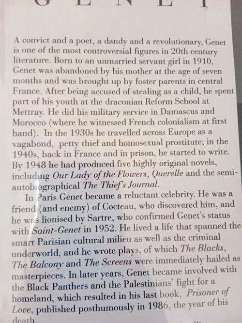Genet, Edmund White [biography of Jean Genet]