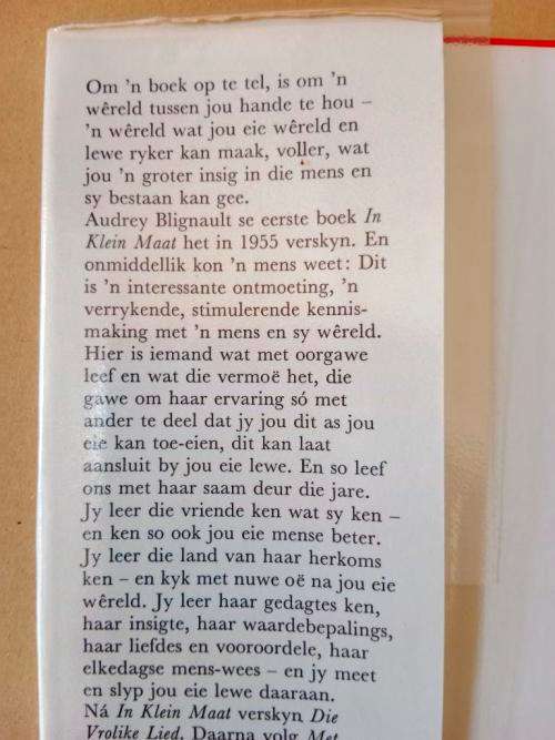 Die Wind van die See af, Audrey Blignault