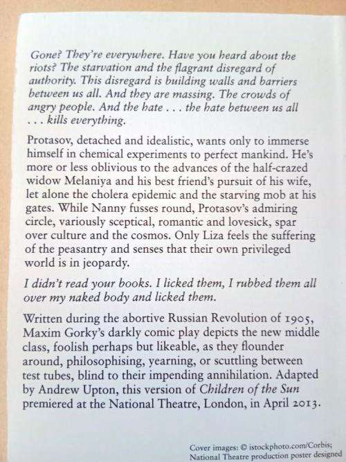 Children of the Sun, Maxim Gorky, in a version by Andrew Upton