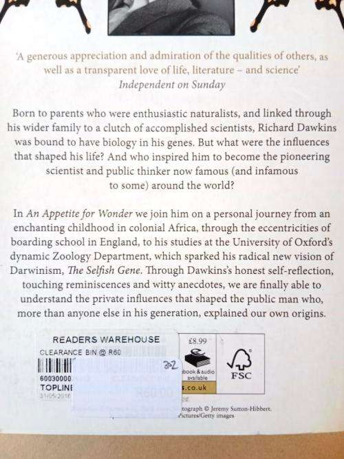 An Appetite for Wonder, Richard Dawkins