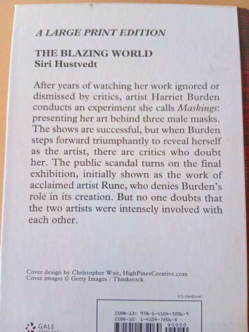 The Blazing World, Siri Hustvedt [large print edition]