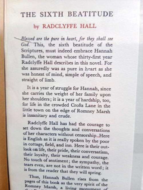 The Sixth Beatitude, Radclyffe Hall