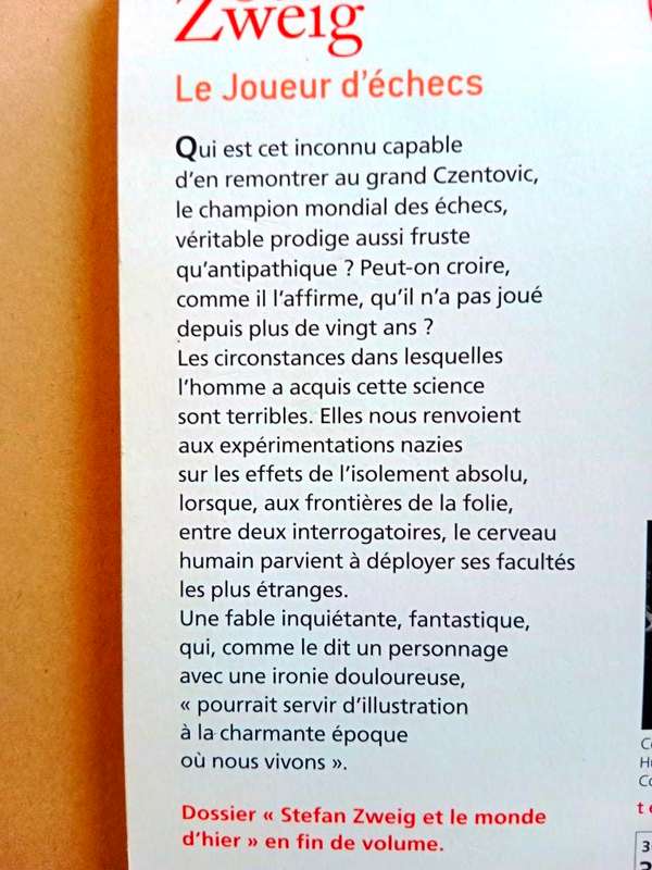 Le Joueur d`échecs, Stefan Zweig