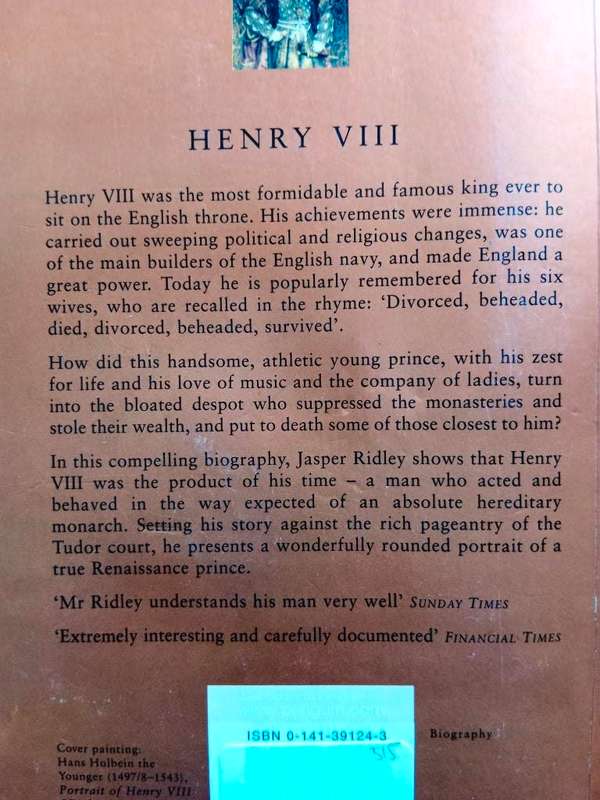 Henry VIII, Jasper Ridley