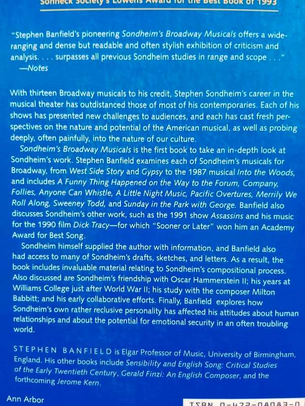 Sondheim`s Broadway Musicals, Stephen Banfield