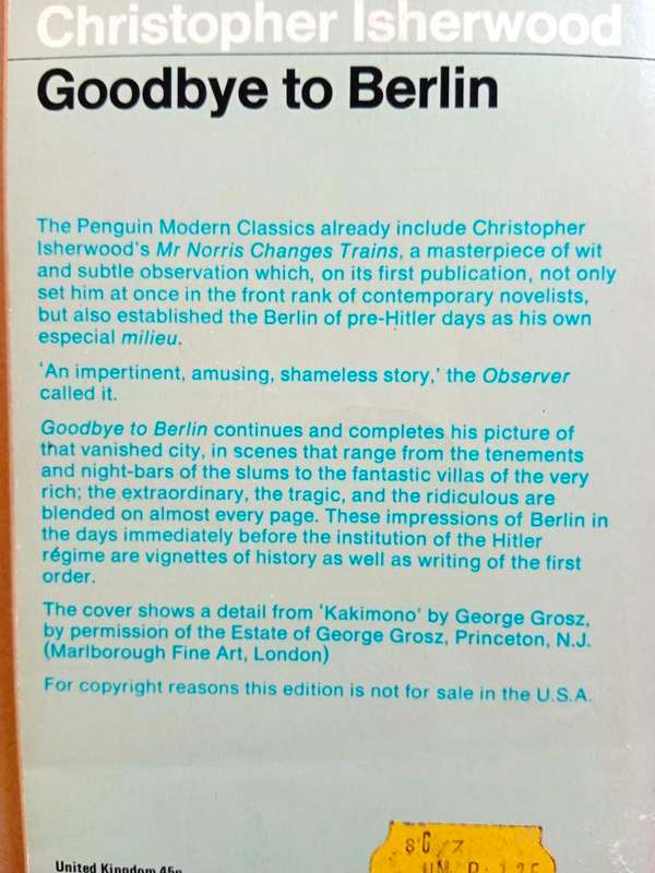 Goodbye to Berlin, Christopher Isherwood