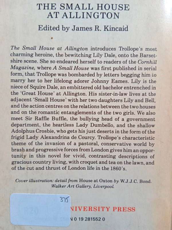 The Small House at Allington, Anthony Trollope