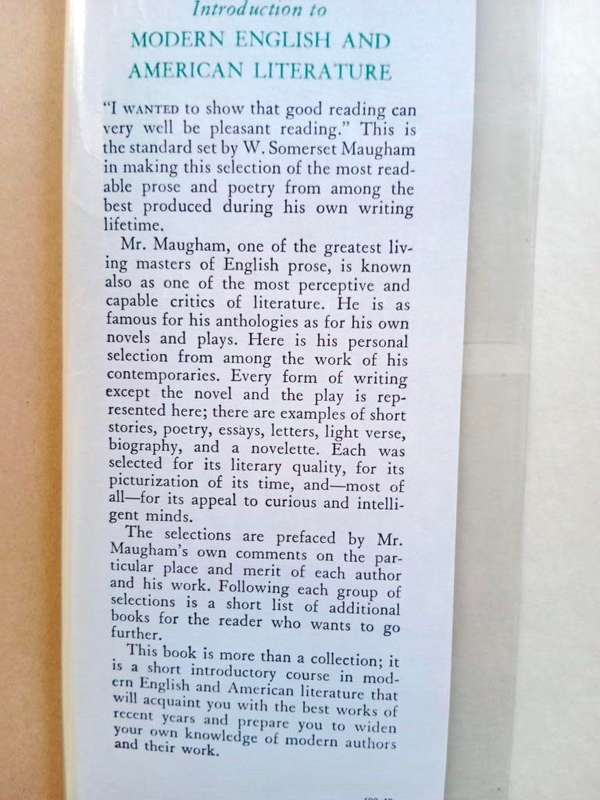 Introduction to Modern English and American Literature, W. Somerset Maugham