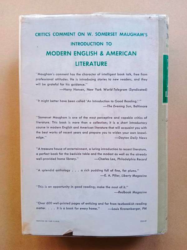 Introduction to Modern English and American Literature, W. Somerset Maugham
