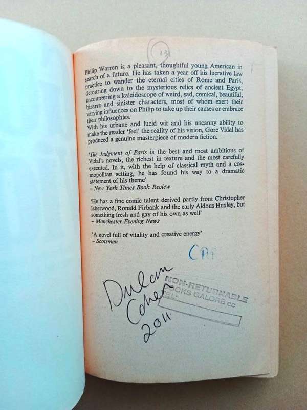 The Judgment of Paris, Gore Vidal
