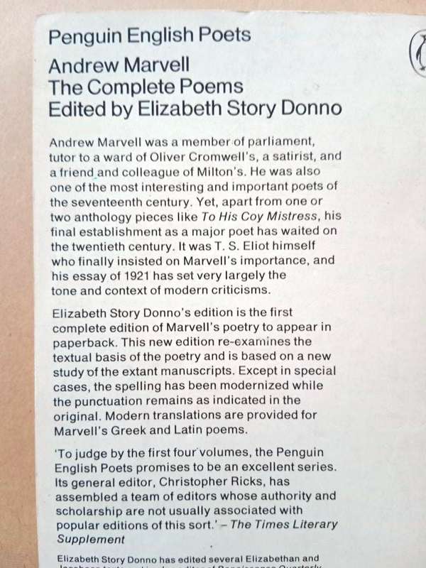 The Complete Poems, Andrew Marvell
