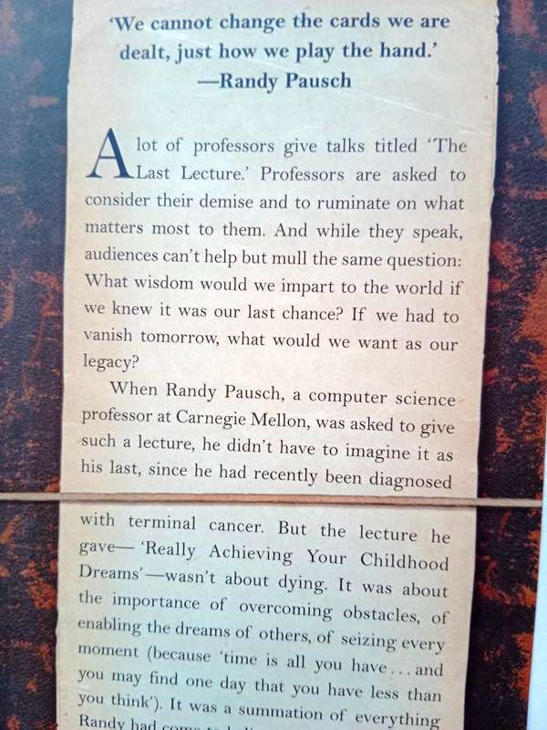 The Last Lecture, Randy Pausch