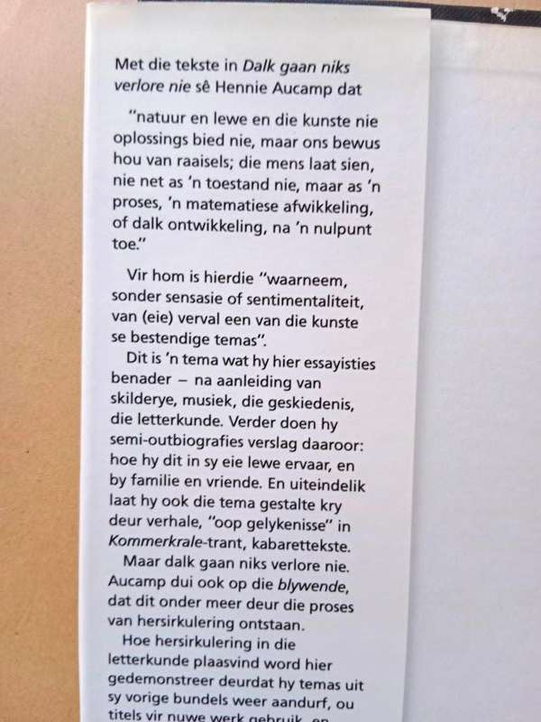 Dalk gaan niks verlore nie, Hennie Aucamp