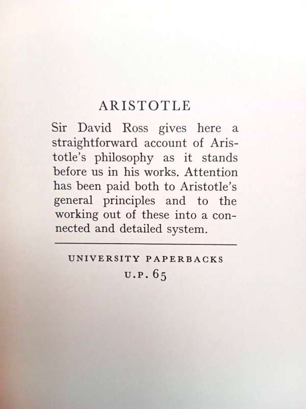 Aristotle, Sir David Ross