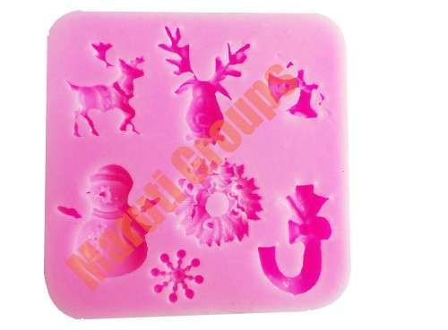 Christmas deer snowflake snowman garland bell Silicone fondant Mould