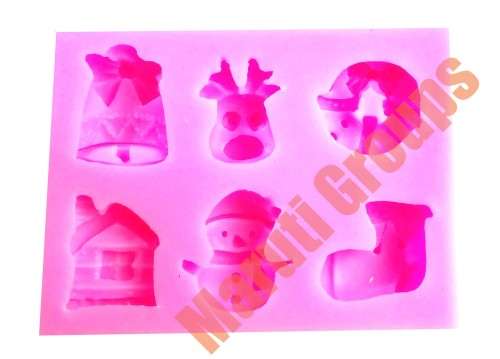 Snowman, reindeer, house, bell, socks, Christmas Theme Silicone fondant / Mould