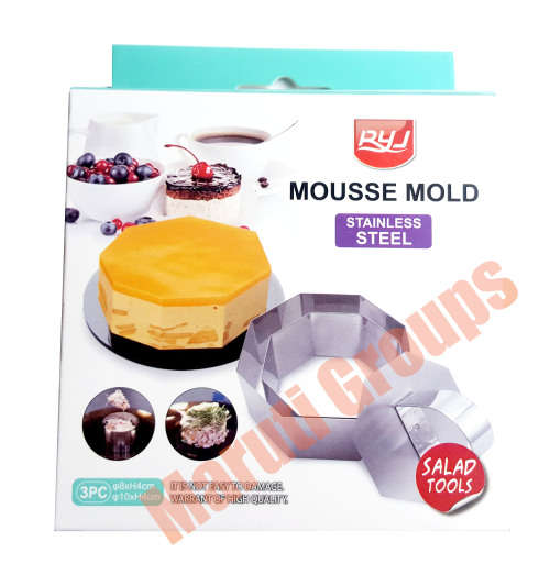 3pc Octagon Stainless Steel Mousse Cake Ring Mold (cookie cutter) 8cm,10cm