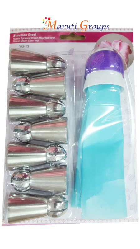7pc Russian cream nozzle set with piping bag and coupler
