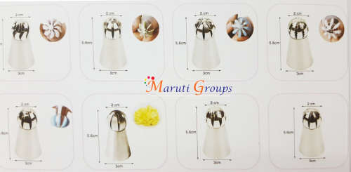7pc Russian cream nozzle set with piping bag and coupler