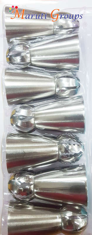 7pc Russian cream nozzle set with piping bag and coupler