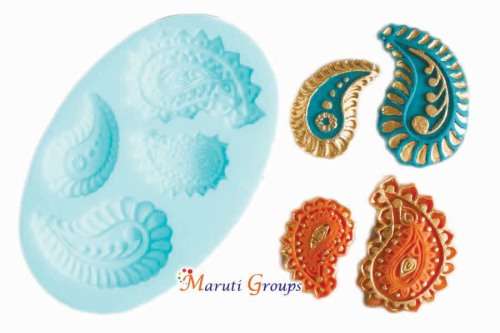 Paisley / Indian cake pattern silicone mould -10.5cm x 7cm