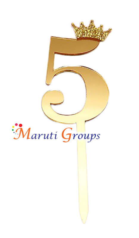 Number 5 - Cake Topper Gold