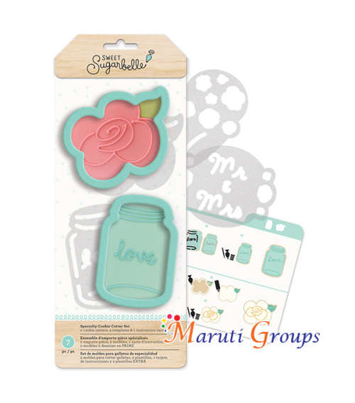 Flower & Bottle Cookie Cutter - Includes stencils