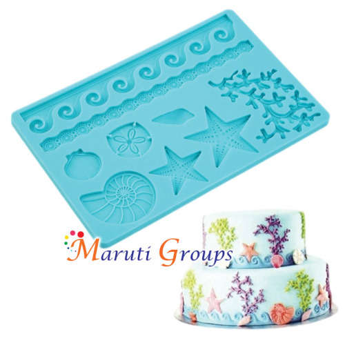 Sea Shell / Sea Theme / StarFish / Sea wave Fondant Cake Molds / Silicone fondant mould