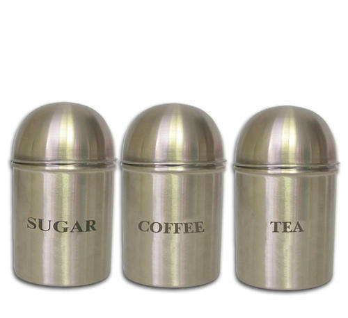 CANISTER DOME SHAPE 3PC TEA COFFEE SUGAR