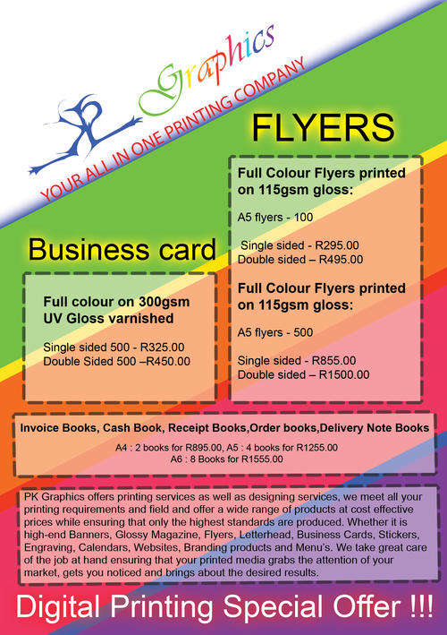 Flyers Single Sided  A5 - 500 Was R895