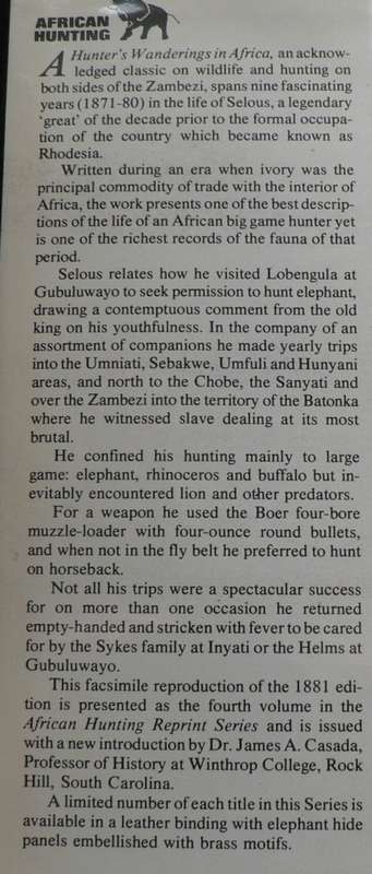 A Hunter`s Wanderings in Africa by F.C. Selous (hunting)