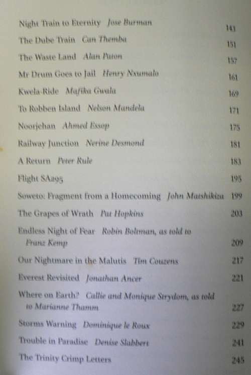 Worst Journeys, an Anthology of South African travel disasters compiled by Hopkins and Hilton Barber