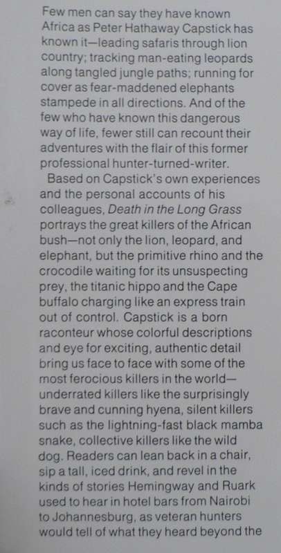 Death in the Long Grass by Peter Hathaway Capstick (African hunting)