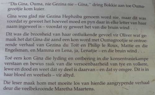 Gezina en die bruin wind deur Maretha Maartens(kinderboek/konsentrasiekampe)