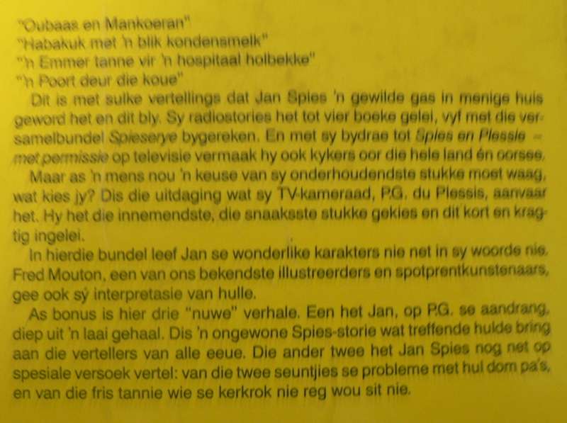 Spies op sy stukke, byeengebring deur P.G. du Plessis