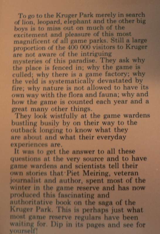 Kruger Park saga by Piet Meiring(South African nature book/illustrated by T.O. Honiball)