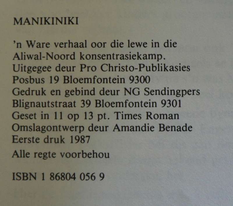 Manikiniki deur Santa Nel(pragtige skaars boekie/konsentrasiekampe)