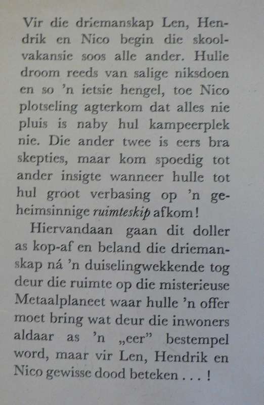 Gevangene op die Metaalplaneet deur Eben de Jager(Afrikaanse wetenskapfiksieverhaal vir die jeug)