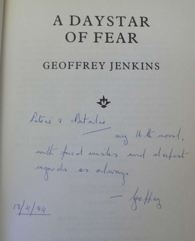 A daystar of fear by Geoffrey Jenkins(signed and inscribed by author)