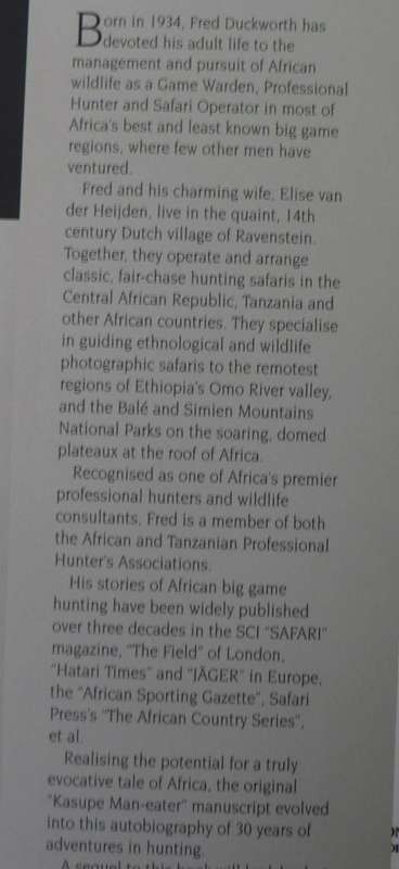 A Far from Ordinary Life by Fred Duckworth (African hunting)