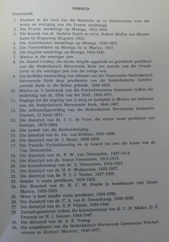 Voorgeskiedenis en geskiedenis Nederduitsch Hervormde gemeente Zeerust(Marico)