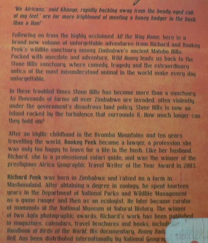 Wild Honey by Bookey Peek (stories from an African wildlife sanctuary/Rhodesia)