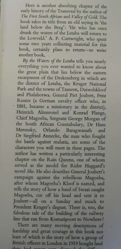 By the waters of the Letaba by A.P. Cartwright(Eastern/Northern Transvaal  history)