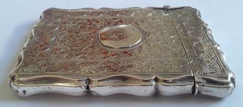 Superb antique hallmarked solid silver card case. Birmingham, 1890.  95mm /  59.7g